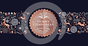 Merry Christmas copper luxury deer label card