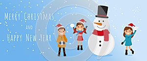 Veselý. roztomilý a sněhulák sněhová koule v zimě sezóna. a šťastný nový reklamní formát primárně určen pro použití na webových stránkách 