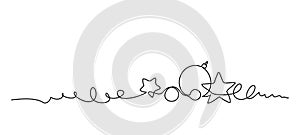 Merry Christmas decoration. Continuous one line art