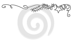 Merry Christmas decoration. Continuous one line art. Holiday greeting card