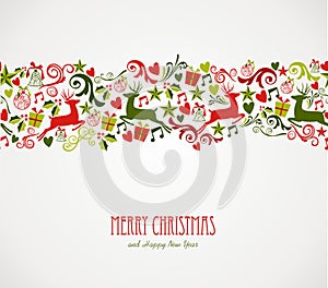 Merry Christmas decorations elements border.