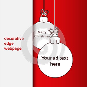 Merry Christmas - decorative edge webpage, Christmas balls for advertising text on the red background