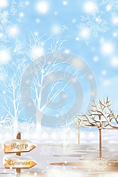 Merry Christmas design background with white snow - Graphic painting texture