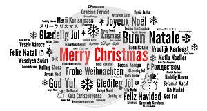 Merry Christmas in different languages word cloud