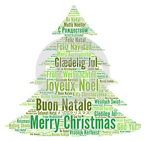 Merry Christmas in different languages word cloud