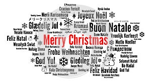 Merry Christmas in different languages word cloud photo