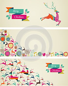 Merry Christmas elements template web banners set.