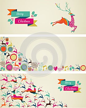 Merry Christmas elements template web banners set. photo