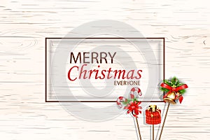 Merry christmas everyone concept for flyer, banner, invitation, card, congratulation or poster design with Jingle bells, candle ca