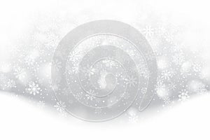 Merry Christmas Falling Snow 3D Effect With Realistic Snowflakes Overlay On Light Muted Silver Background