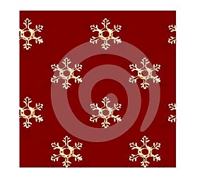 Merry Christmas Festival and New Year and fabric red background seamless pattern texture with golden snowflakes shadow