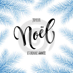 Merry Christmas French Joyeux Noel greeting card frost