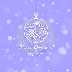 Merry Christmas getting card background with snow ball banner. Vector illustration