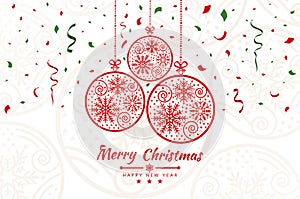 Merry Christmas getting card background with snow ball banner. Vector illustration