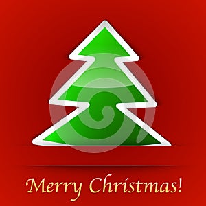 Merry Christmas gift card with a simple Christmas tree placed on