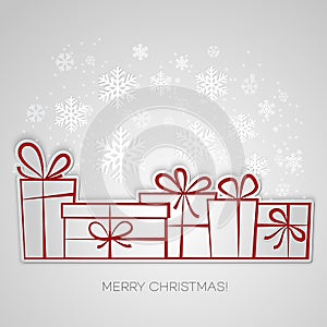 Merry Christmas gift greeting card. Paper design
