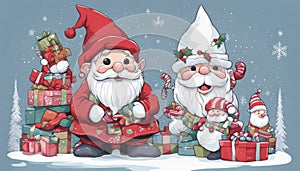 Merry Christmas with gift illustration Vector art