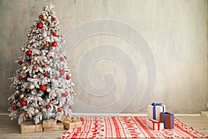Merry Christmas gifts Interior white room holidays new year tree photo