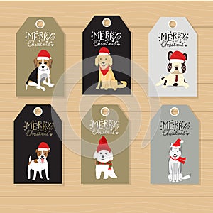 Merry christmas gifts tags hand lettering set for winter holid