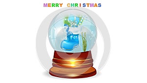 Merry christmas glass moving magic ball motion clipart