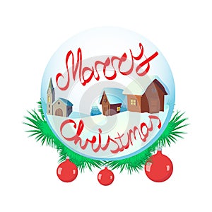 Merry Christmas glass snow ball icon