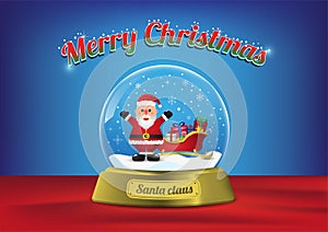 Merry Christmas globe Santa with Santa sleigh