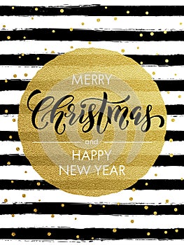 Merry Christmas gold glitter gilding greeting card