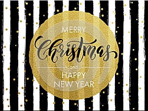 Merry Christmas gold glitter gilding greeting card