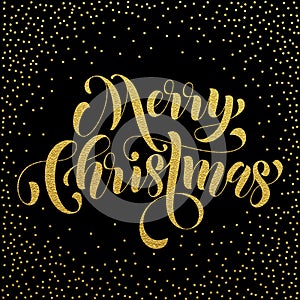 Merry Christmas gold glitter lettering greeting photo