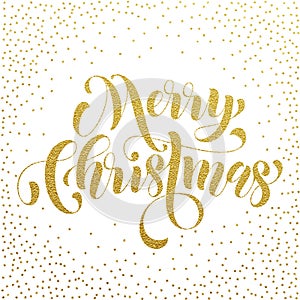 Merry Christmas gold glitter lettering greeting photo