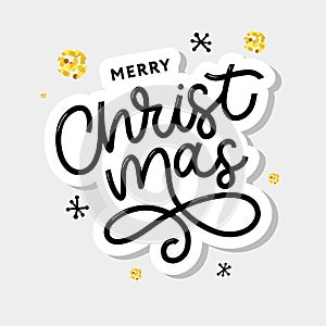 Merry Christmas gold glittering lettering design. Vector illustration EPS 10