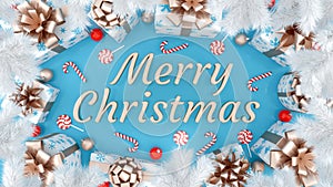Merry Christmas gold lettering greeting card background