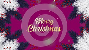 Merry Christmas golden text animation with snowing particles. V12