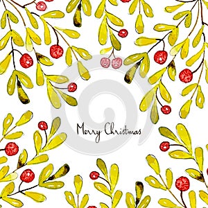 Merry Christmas. Grating card. Holiday post card template photo