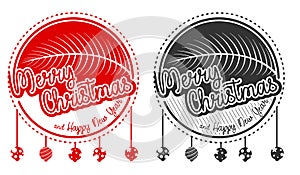 Merry Christmas Greeting badge emblem