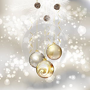 Merry Christmas greeting card with Christmas balls