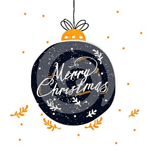 Merry Christmas greeting card, Christmas balls, vector illustration