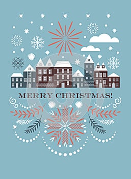 Merry Christmas Greeting card Christmas house