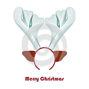 Merry Christmas greeting card with geometric horned reindeer on white background vector illustration