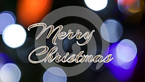 Merry Christmas Greeting Card With Lighting Background.