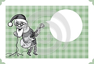 Merry Christmas greeting card with rock-n-roll Santa-singing