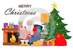 Merry Christmas greeting card with Santa Claus