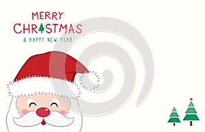 Merry Christmas greeting card with Santa Claus, Cute character