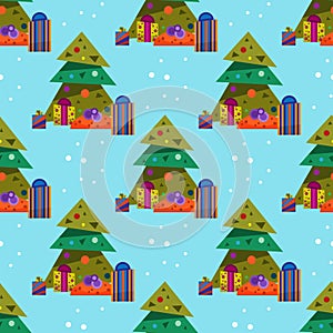 Merry Christmas greeting card seamless pattern background vector holidays winter New Year celebration decoration.