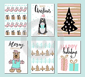 Merry Christmas greeting card set