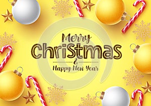 Merry christmas greeting card vector background. Christmas greeting text