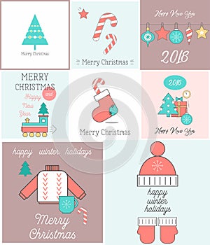 Merry Christmas Greeting Cards Set