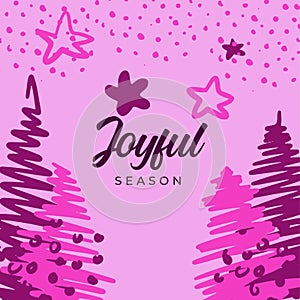 Merry Christmas greeting cards. Trendy abstract square Winter Holidays art templates. New year joyful season greeting cards. For