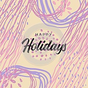 Merry Christmas greeting cards. Trendy abstract square Winter Holidays art templates. New year joyful season greeting cards. For