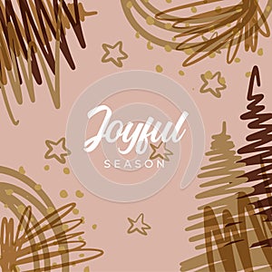 Merry Christmas greeting cards. Trendy abstract square Winter Holidays art templates. New year joyful season greeting cards. For